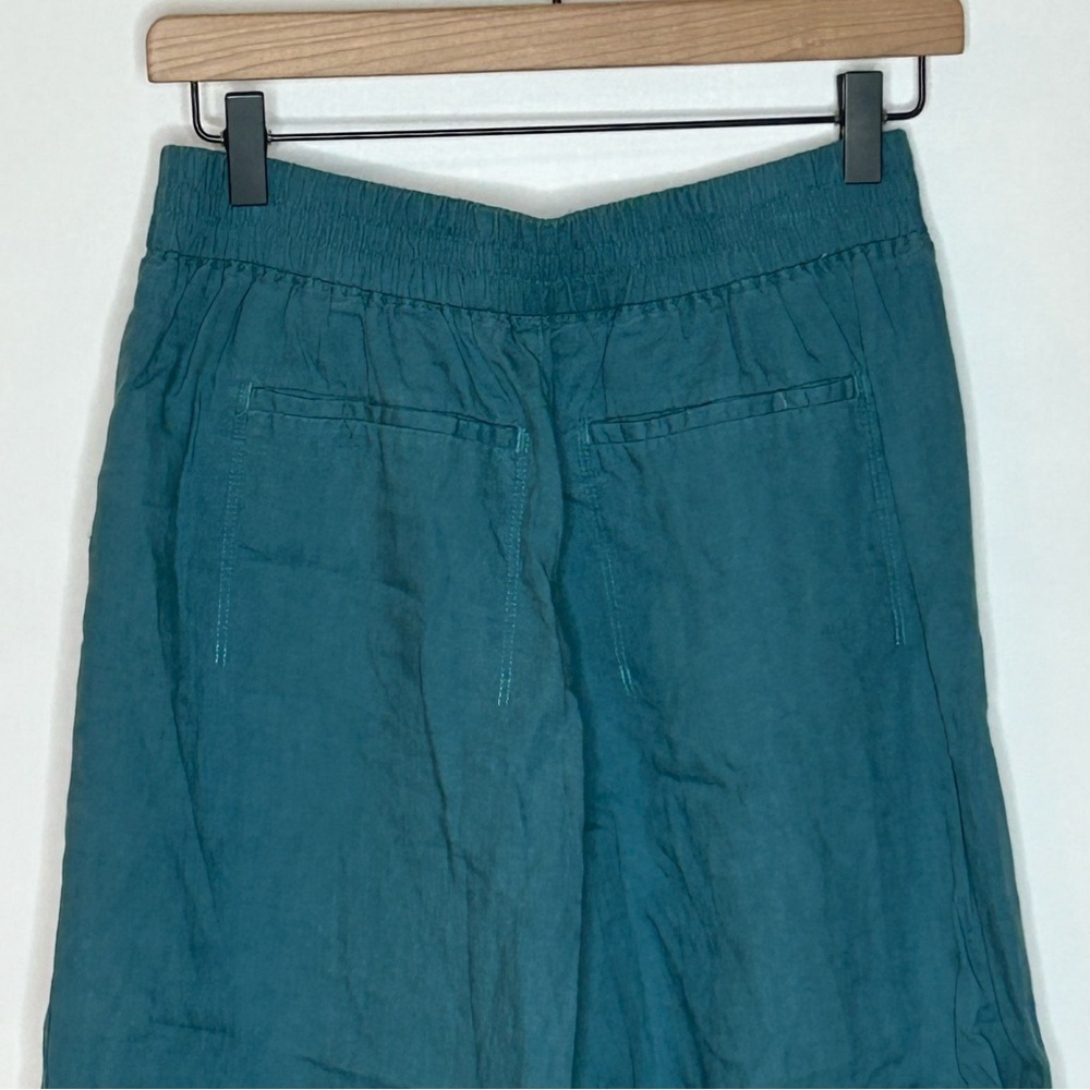 Athleta Playa Linen Wide Leg Crop Borealis Green Teal Size 4 - Picture 10 of 15
